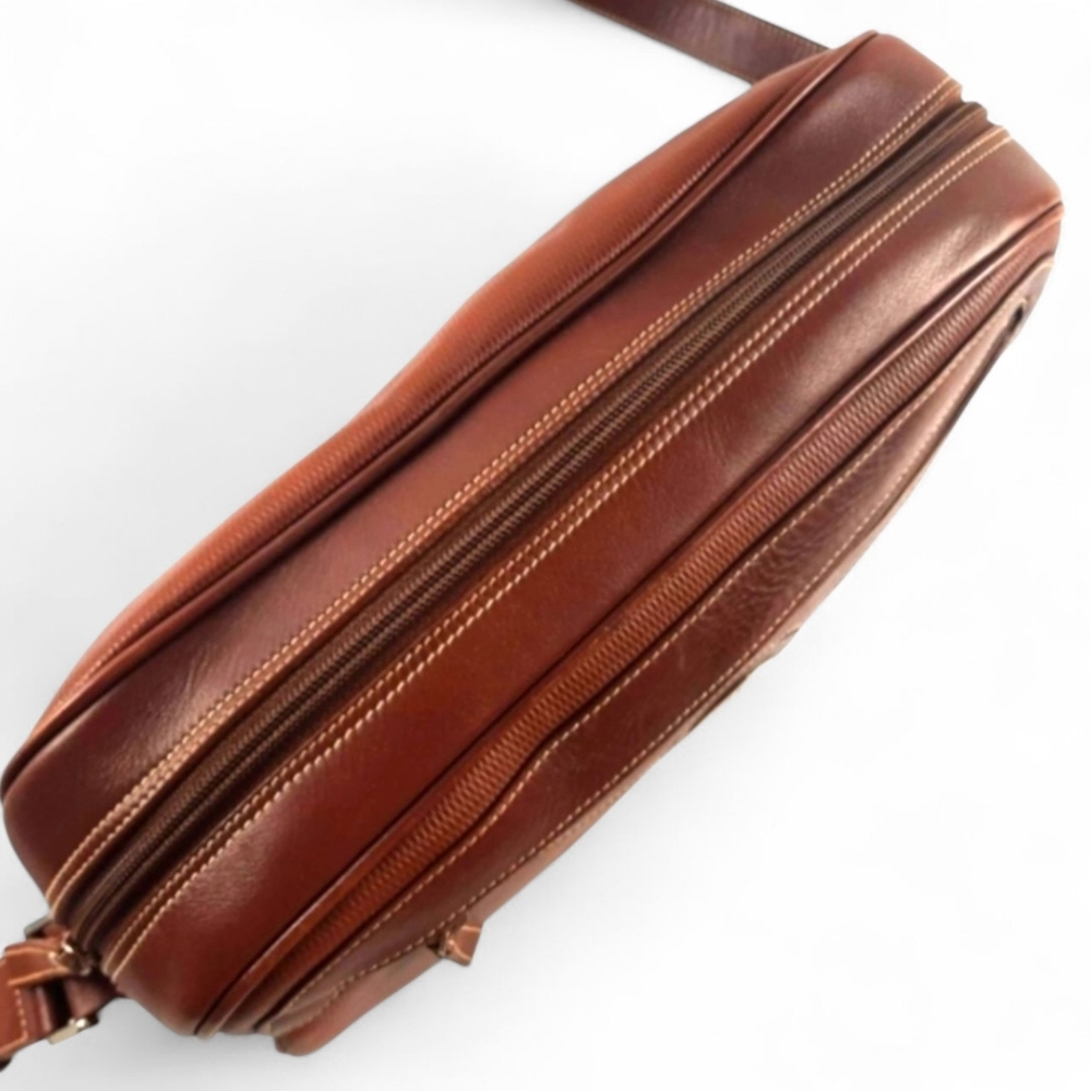 Large 80s GUCCI Leather Camera Bag Crossbody Vintage Double G 1980s GG Boho - Picture 9 of 16